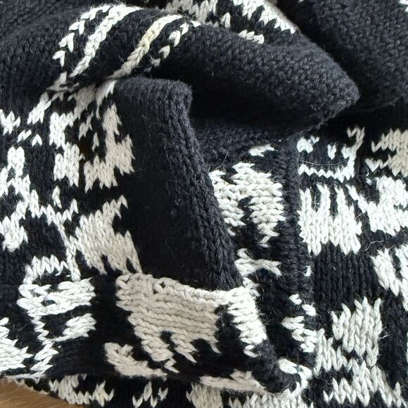 Marshall Field's Vintage Floral Intarsia Sweater Sz L Black White Cotton Blend - Picture 6 of 13